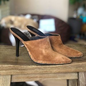 Pelle Moda Brown Suede Mule with Studs
